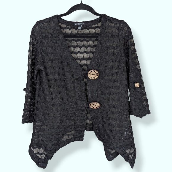 Nina Leonard Zig Zag Buttoned Cardigan - Picture 5 of 9